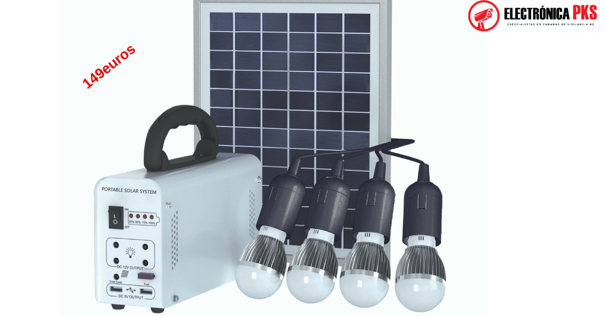 Luces solares para interiores, 4 bombillas solares con interruptor de  encendido y apagado, kit de panel solar de 30 W, batería de respaldo de 115  WH